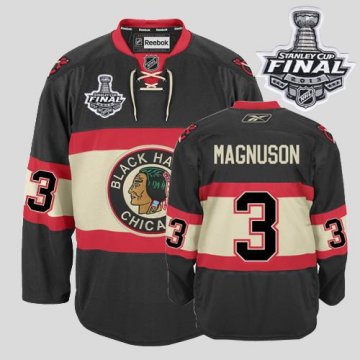 Blackhawks 3 Keith Magnuson Black New Third With 2013 Stanley Cup Finals Jerseys