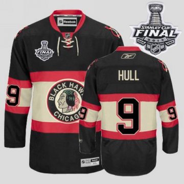 Blackhawks 9 Bobby Hull Black New Third With 2013 Stanley Cup Finals Jerseys