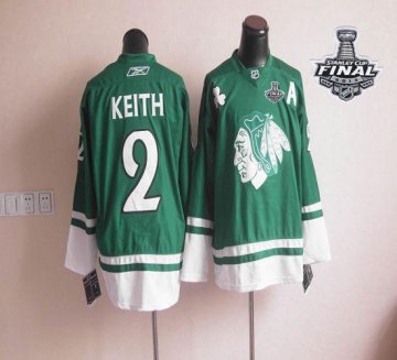 Blackhawks St Patty'S Day 2 Duncan Keith Green With 2013 Stanley Cup Finals Jerseys