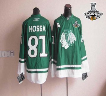 Blackhawks St Patty'S Day 81 Marian Hossa Green 2013 Stanley Cup Champions Jerseys