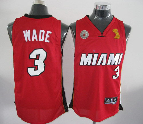 Heat 3 Wade Red 2013 Champion&25th Patch Jerseys