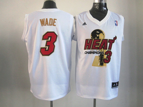 Heat 3 Wade White 2012 NBA Champions Jerseys