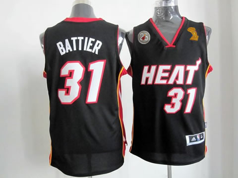 Heat 31 Battier Black 2013 Champion&25th Patch Jerseys