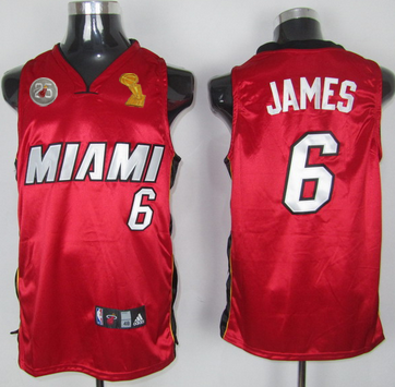 Heat 6 James Red 2013 Champion&25th Patch Jerseys