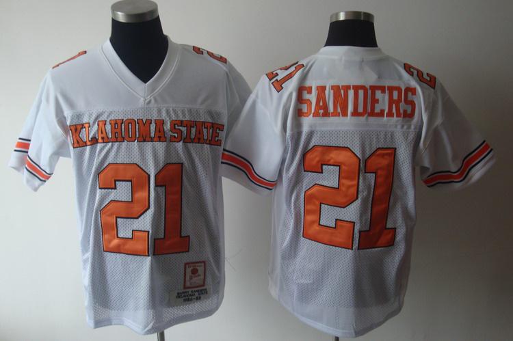 Klahoma State 21 Sanders white Jerseys
