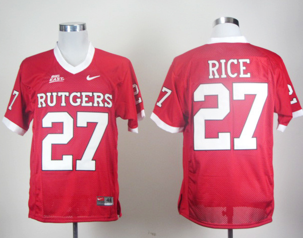 Nike NCAA Rutgers Scarlet Knights RICE 27 Red Men Jerseys