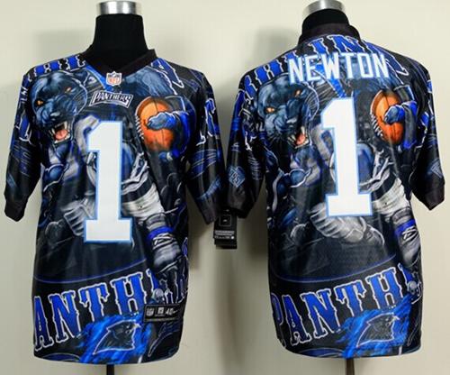 Nike Panthers 1 Newton Stitched Elite Fanatical Version Jerseys