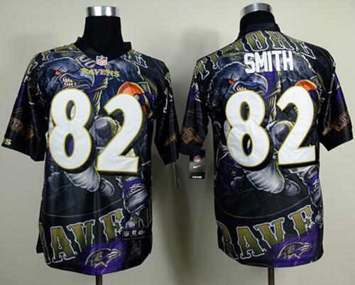 Nike Ravens 82 Smith Stitched Elite Fanatical Version Jerseys