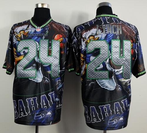 Nike Seahawks 24 Lynch Stitched Elite Fanatical Version Jerseys