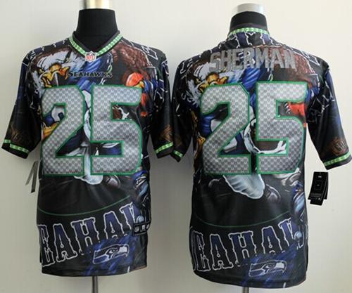 Nike Seahawks 25 Sherman Stitched Elite Fanatical Version Jerseys
