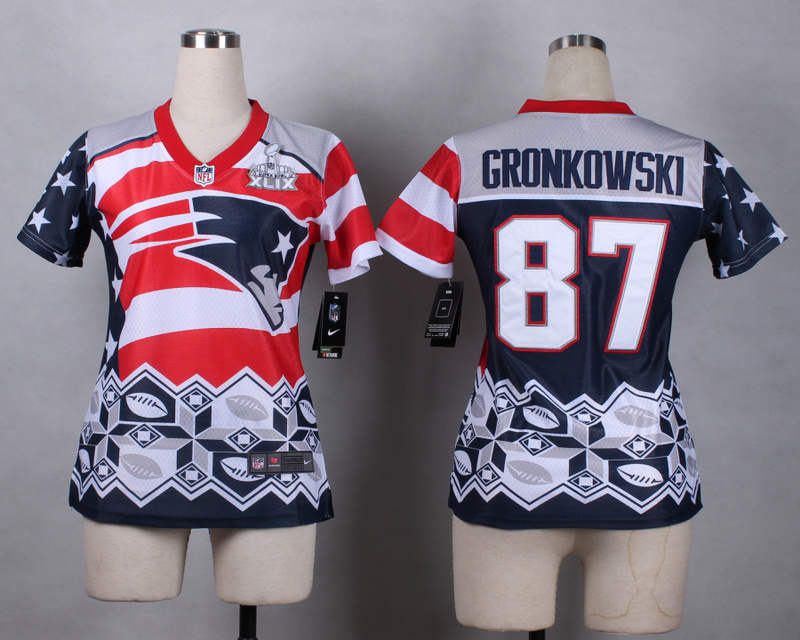 Nike Patriots 87 Gronkowski Noble Fashion 2015 Super Bowl XLIX Women Jerseys