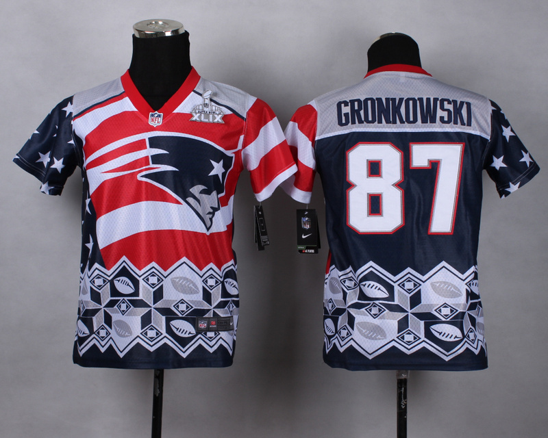 Nike Patriots 87 Gronkowski Noble Fashion 2015 Super Bowl XLIX Youth Jerseys
