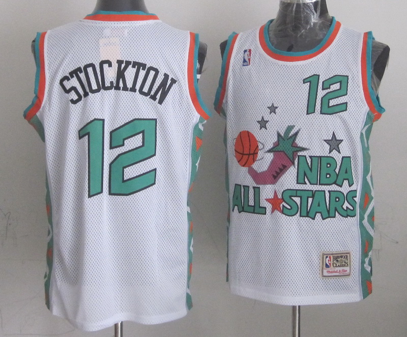 1996 All Star 12 Stockton White Jerseys