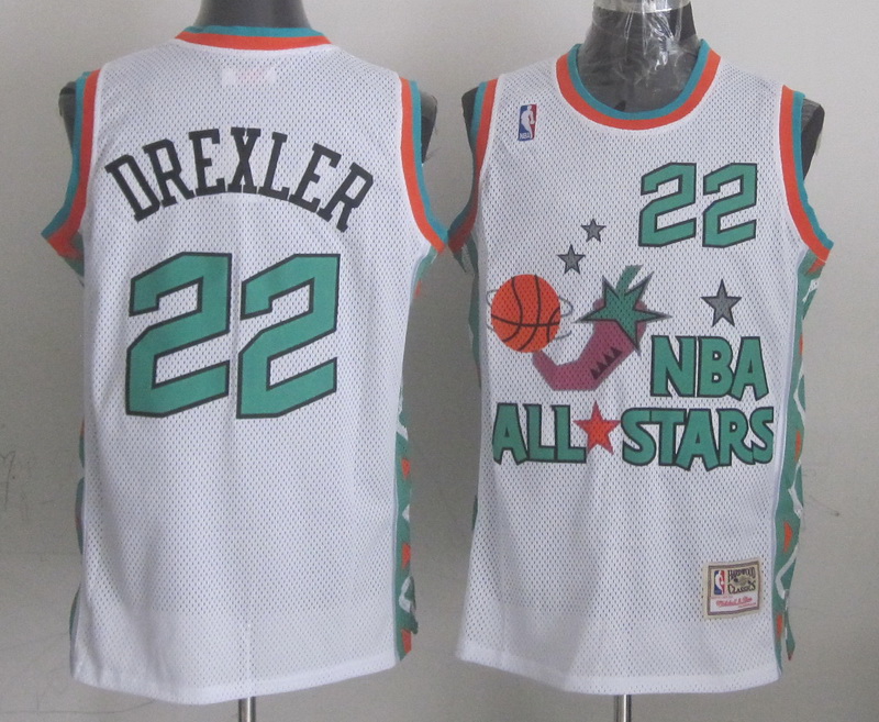 1996 All Star 22 Drexler White Jerseys