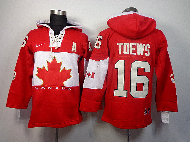 Canada 16 Toews Red 2014 Olympics Hooded Jerseys