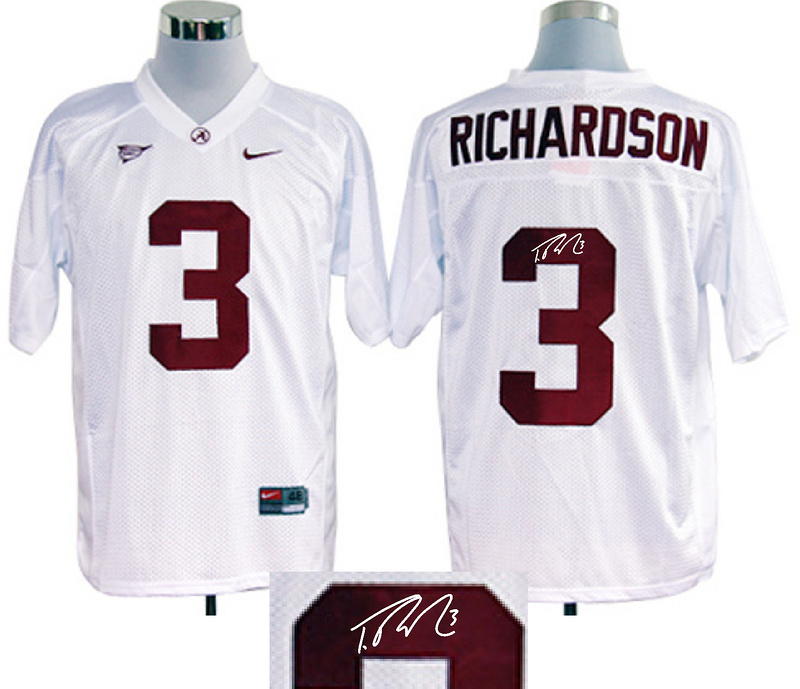 Alabama Crimson Tide 3 Richardson White Signature Edition Jerseys