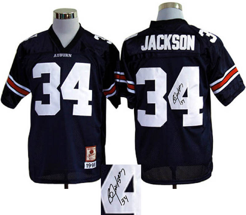 Auburn Tigers 34 Jackson Blue Signature Edition Jerseys