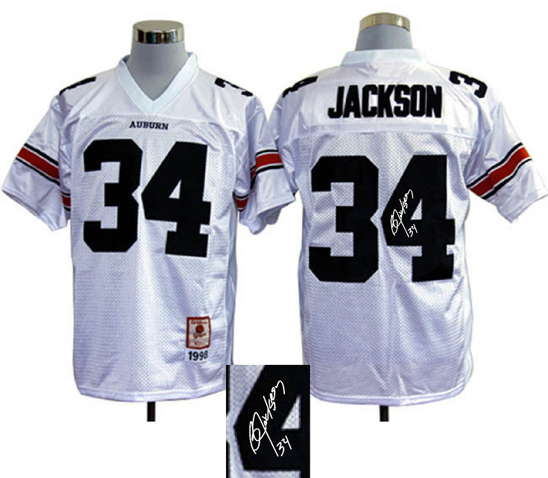 Auburn Tigers 34 Jackson White Signature Edition Jerseys